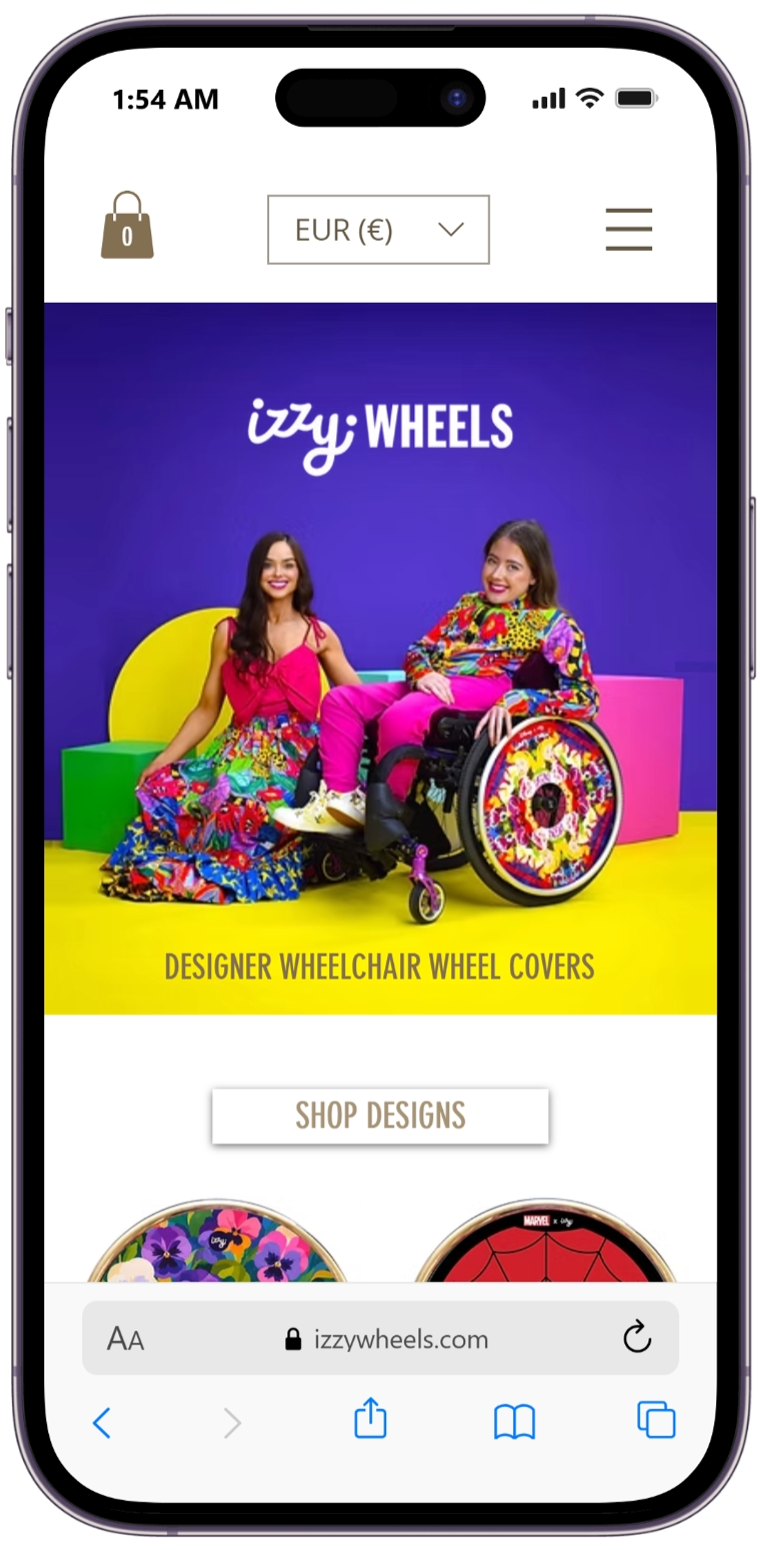 Izzy Wheels mobile view