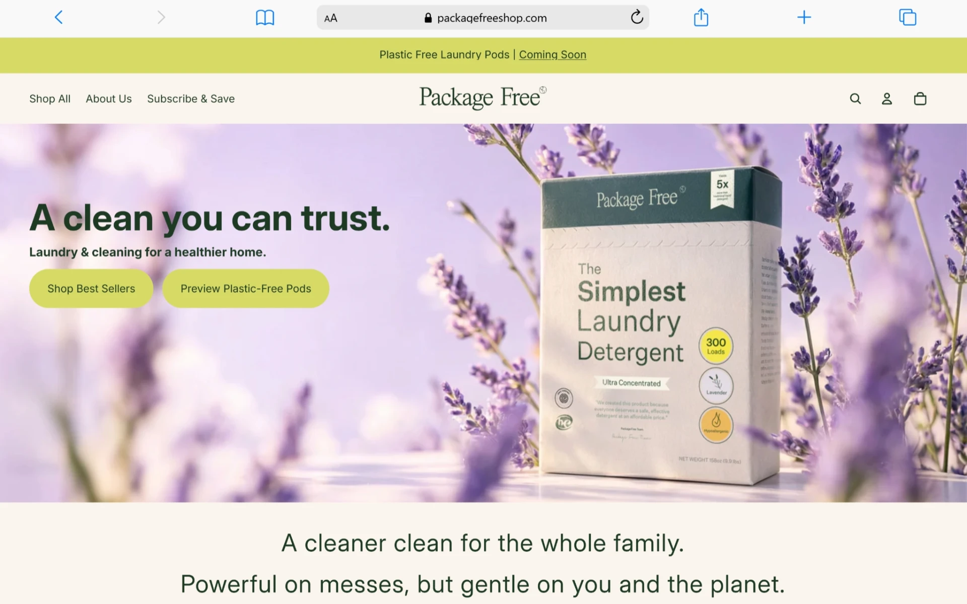 Package Free Shop website preview