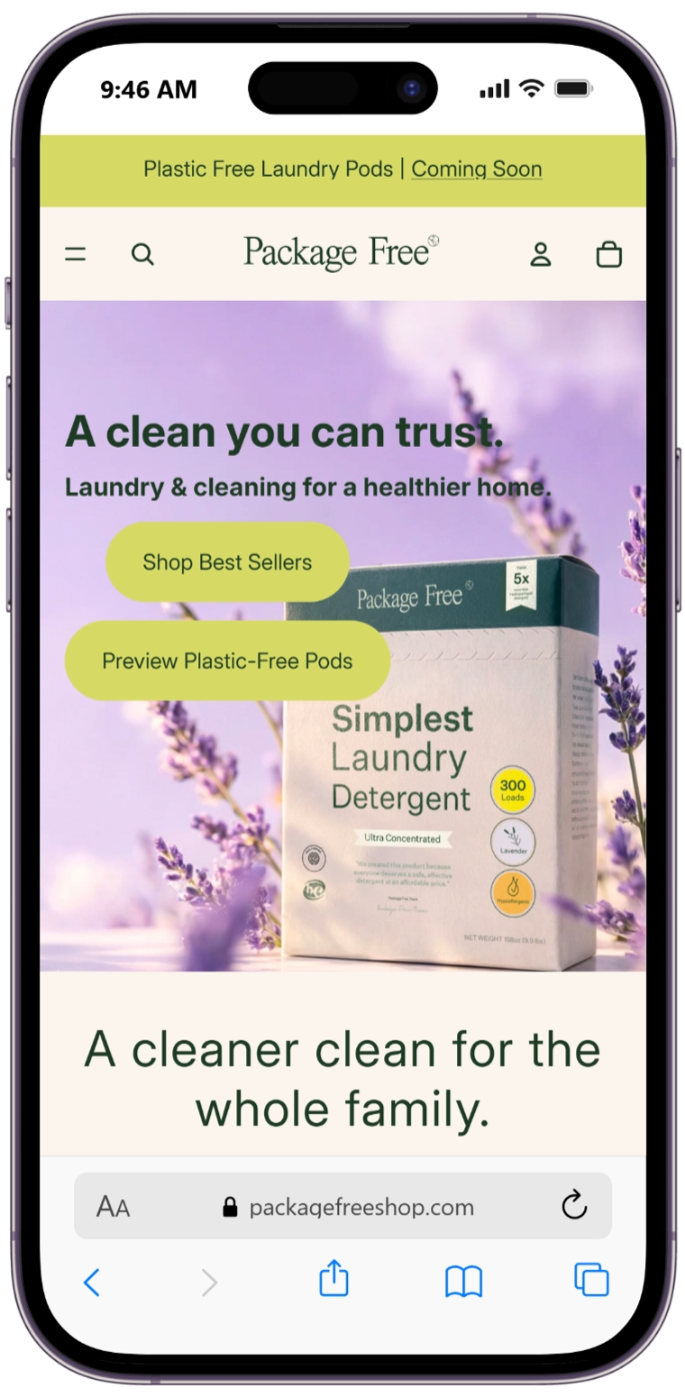 Package Free Shop mobile view